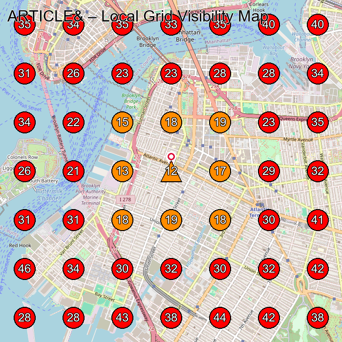 ARTICLE& GeoGrid visibility map for Women'S Clothing Store in Brooklyn